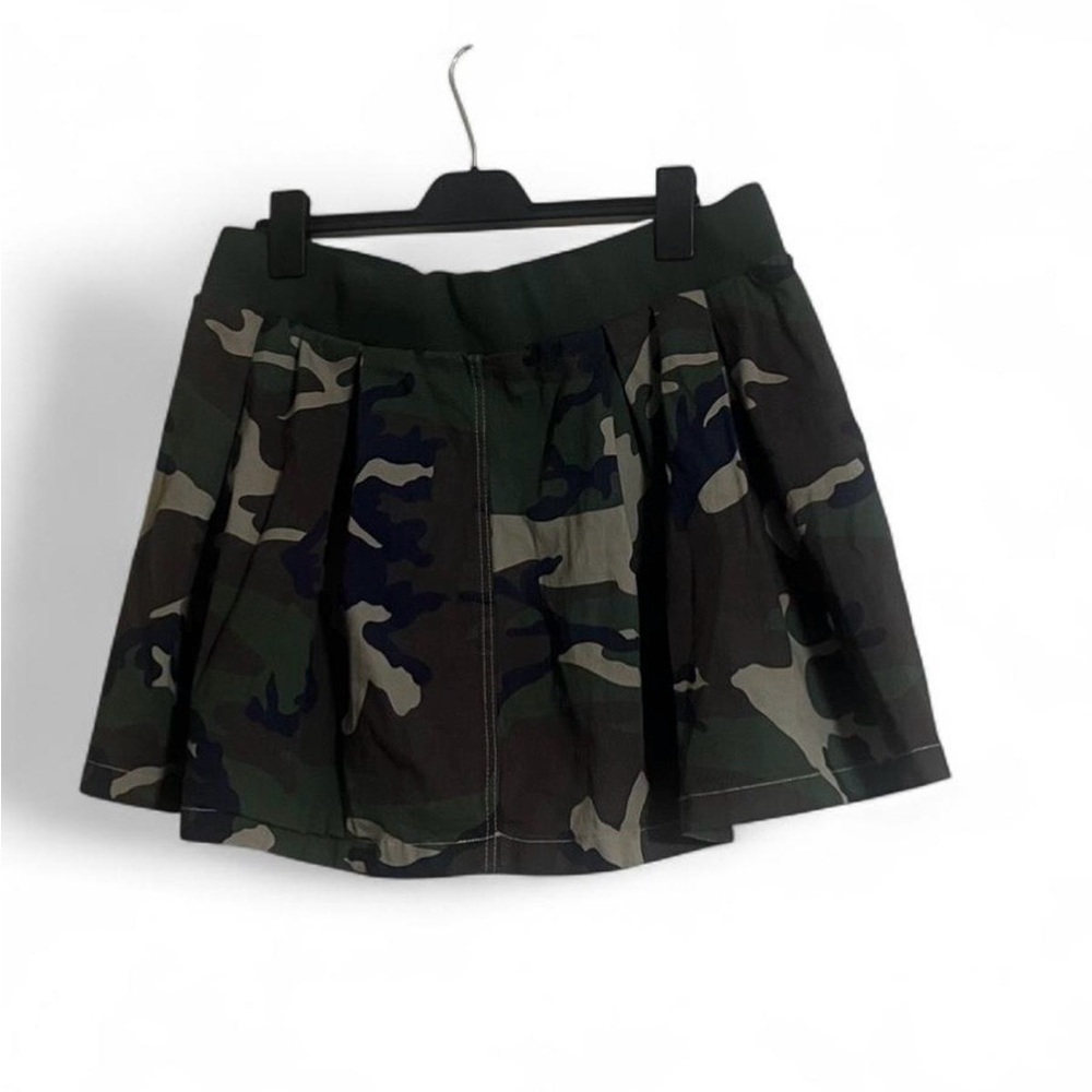 Camo Pleated Mini Skirt - Green Camouflage